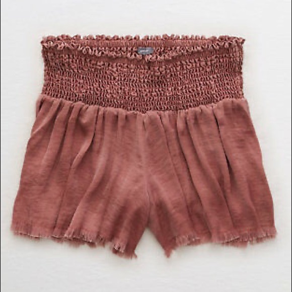 aerie Pants - NWOT Aerie Smocked Satin Shortie